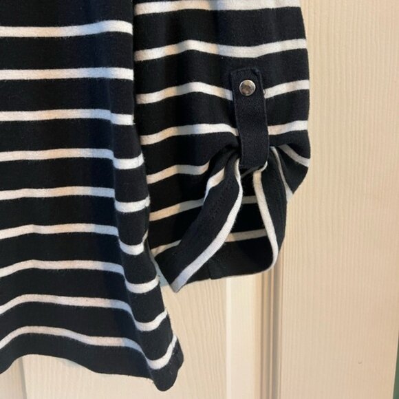 Jones New York Striped Boatneck Tee Tshirt Top XL Tab Sleeves Stretch - Picture 3 of 7